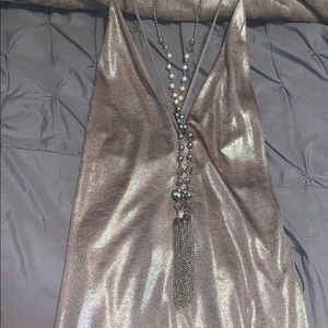 EXPRESS Silver Metallic Dress